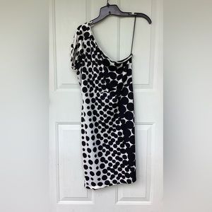The Limited medium black and white polka dot dress. One shoulder.